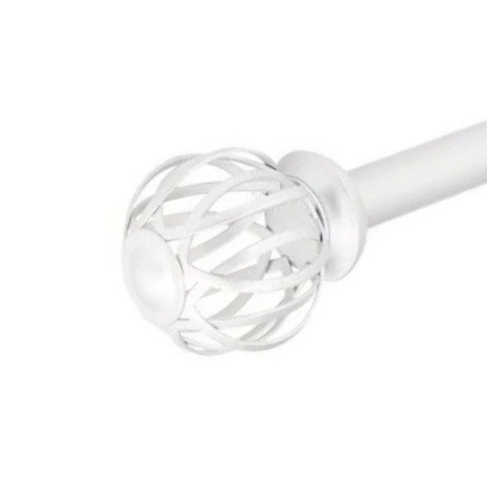 Set of 2 Silver Curtain Rods Style Selections 28-48in Nickel Modern Cage Finials